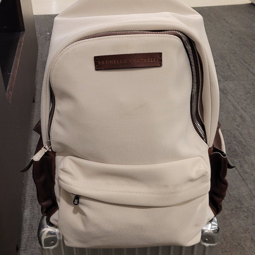 Brunello Cucinelli White Canvas Backpack